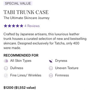Tatcha tabi trunk brand new inside box